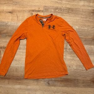 Under Armour HeatGear Orange Camo Henley Antler Logo LS Shirt - Men’s Small